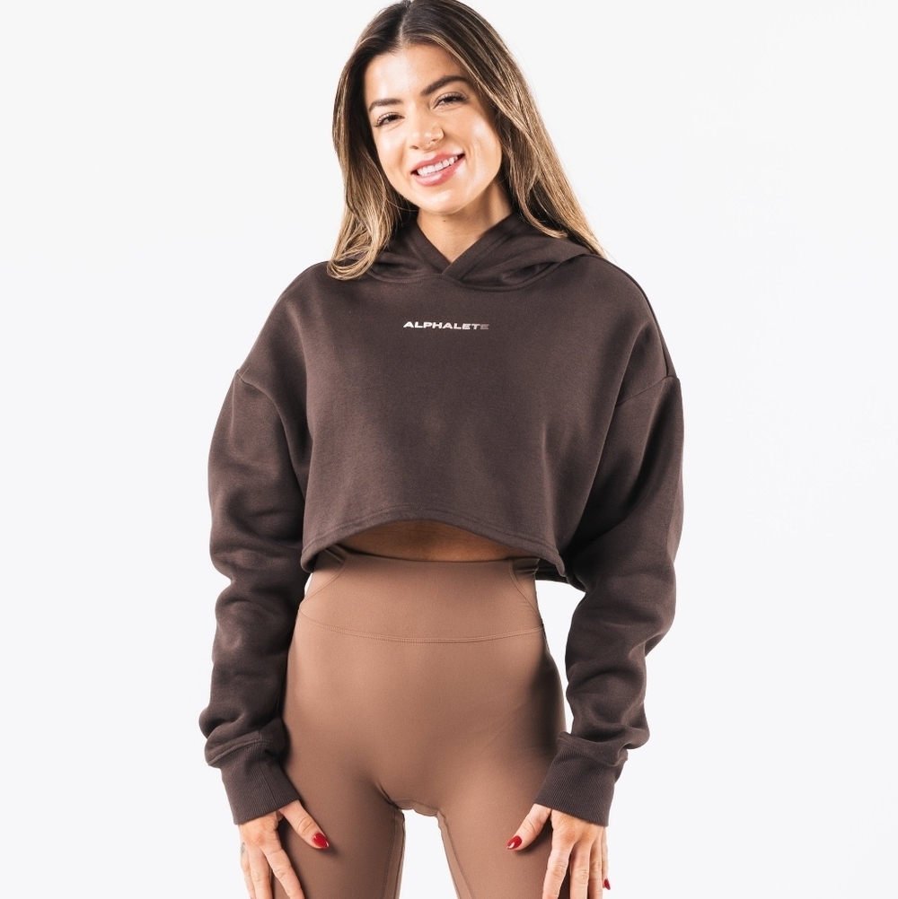 Trilogy Crop Hoodie - Pewter Alphalete Athletics